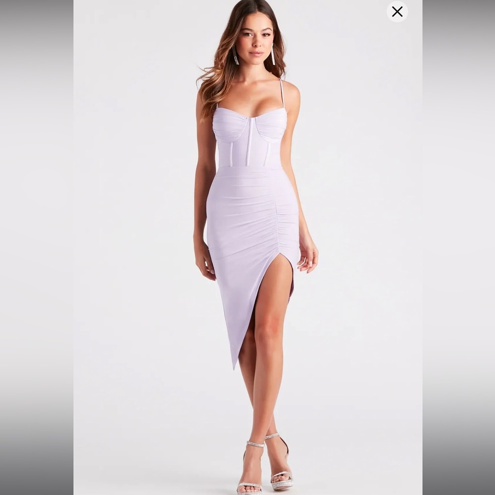 Windsor Ruched Mesh Midi Dress